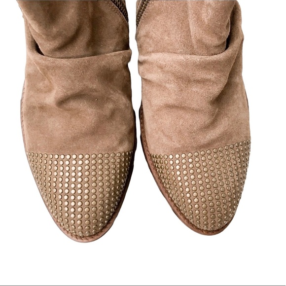 Garnet Hill Chloe Studded Suede Booties Size 38 7.5 Brown Casual Ankle Boots - Picture 2 of 6